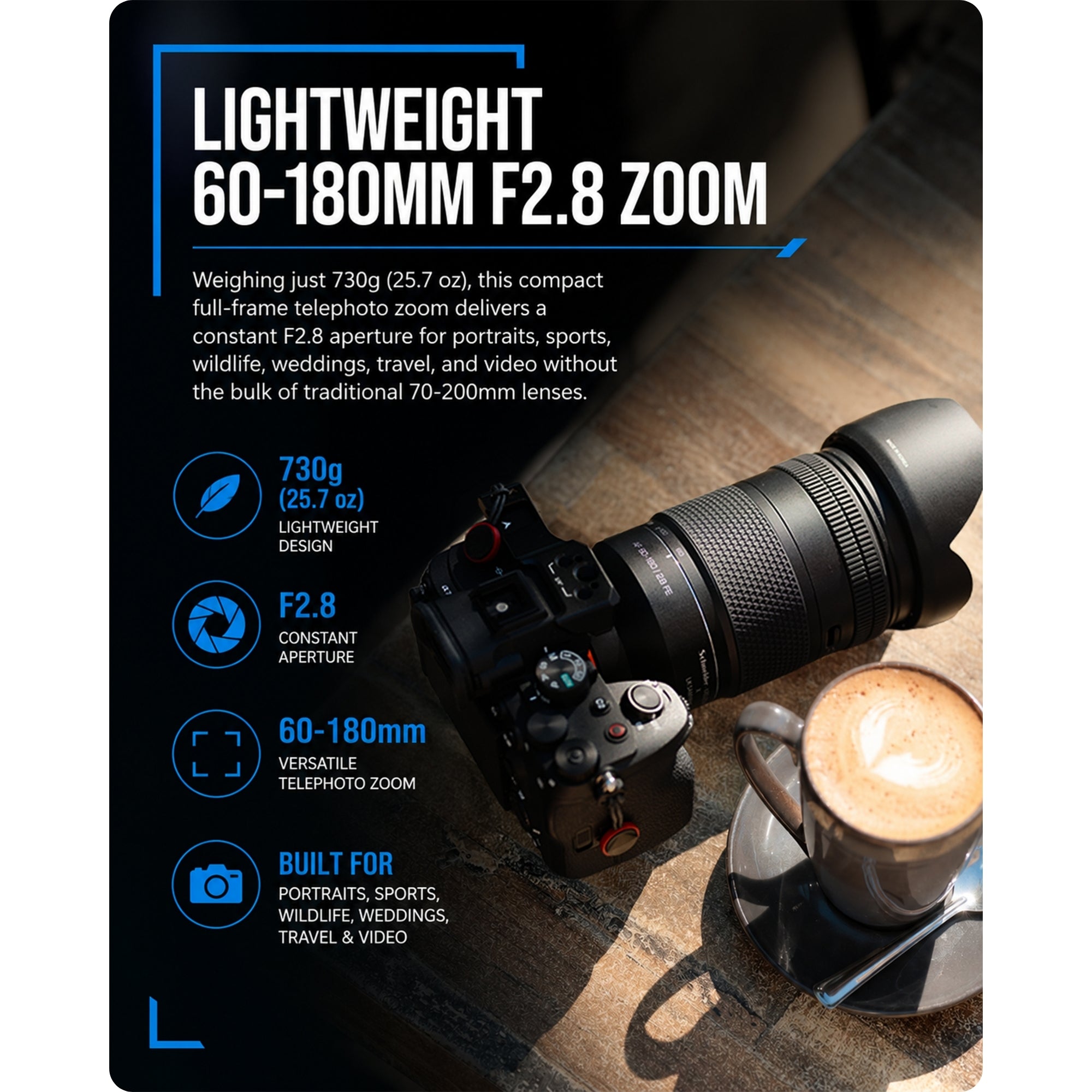 Samyang AF 60-180mm F2.8 FE Telephoto Zoom Lens for Sony E-Mount Full Frame Cameras