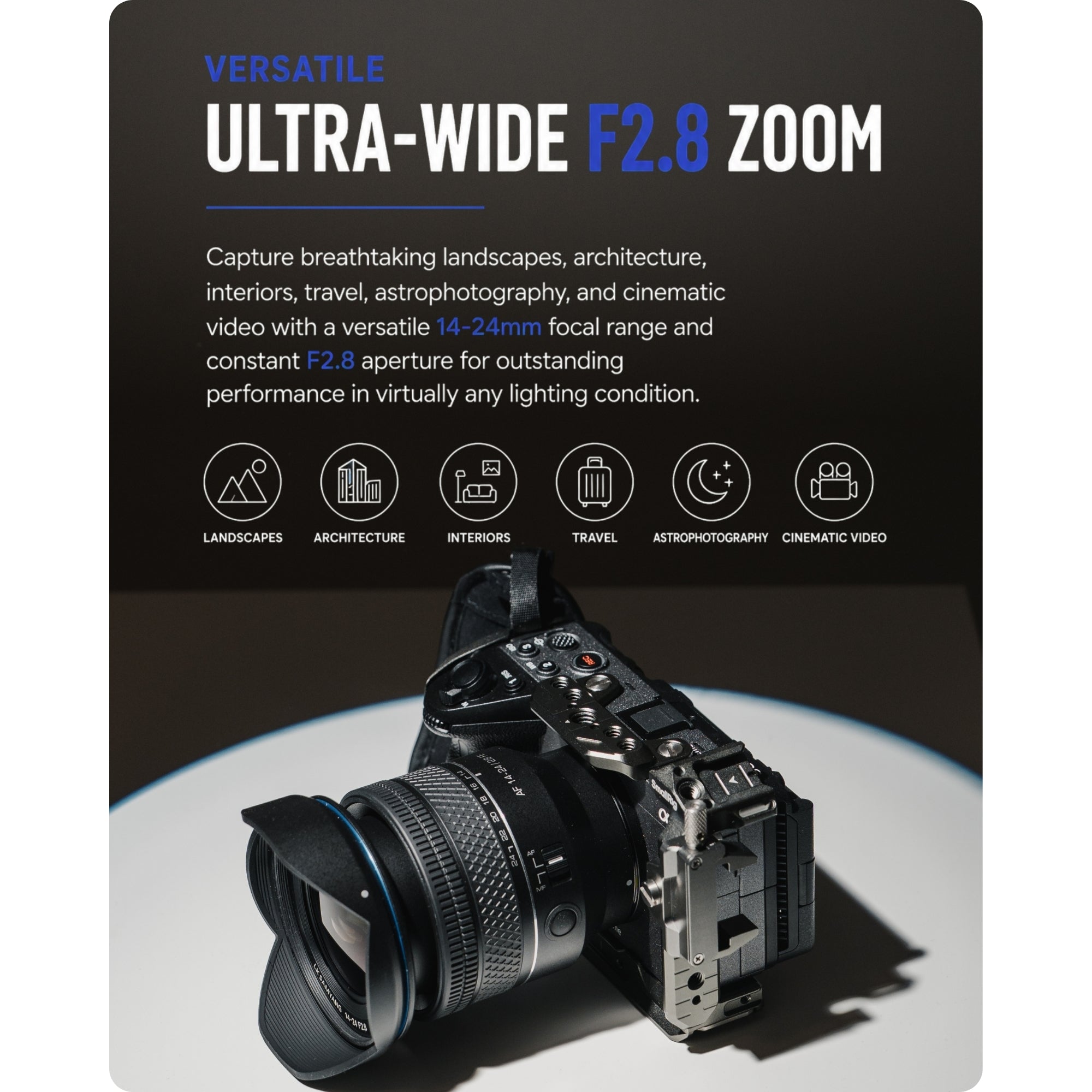Samyang AF 14-24mm F2.8 FE Ultra-Wide Angle Zoom Lens for Sony E-Mount Full Frame Cameras